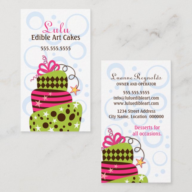 Colourful Cake Art Bakery Business Card (Front/Back)