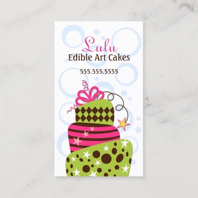 Colourful Cake Art Bakery Business Card (Front)