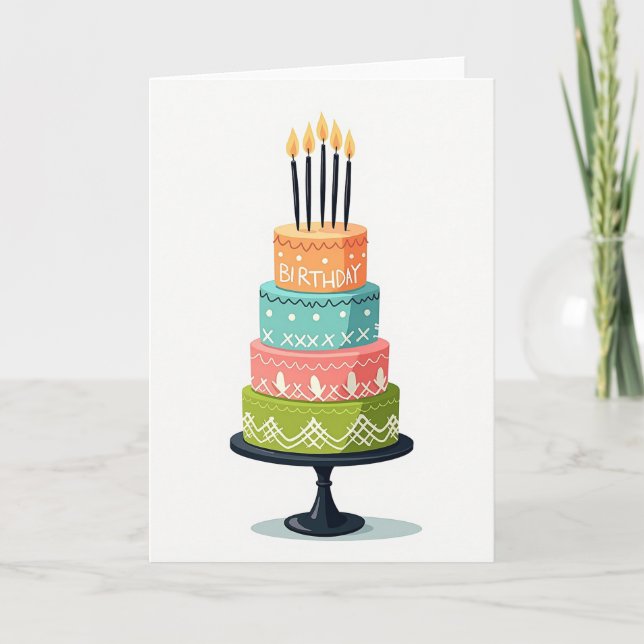 Colourful Cake Birthday Card (Front)