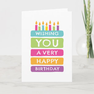 Colourful cake happy birthday cards