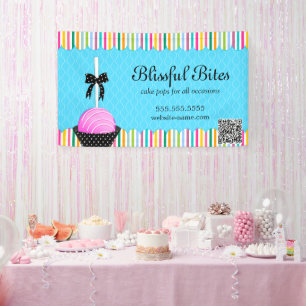 Colourful Cake Pop with QR Code Banner
