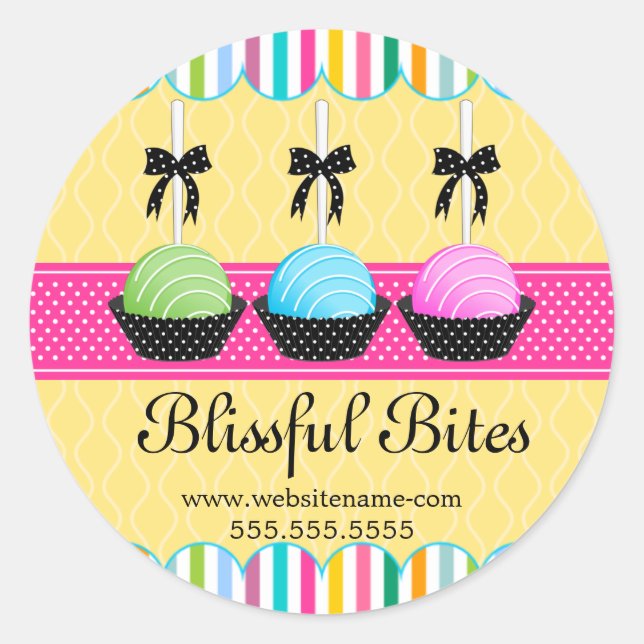 Colourful Cake Pops Bakery Box Seals (Front)