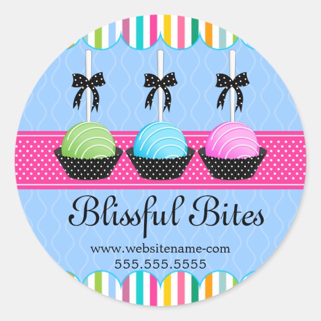 Colourful Cake Pops Bakery Box Seals (Front)