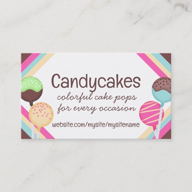 Colourful cake pops baking bakery business cards (Front)