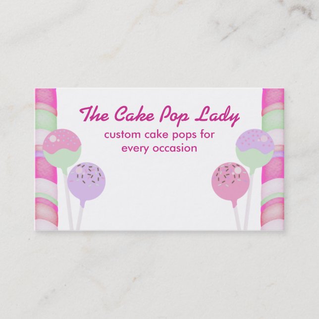 Colourful cake pops baking bakery business cards (Front)
