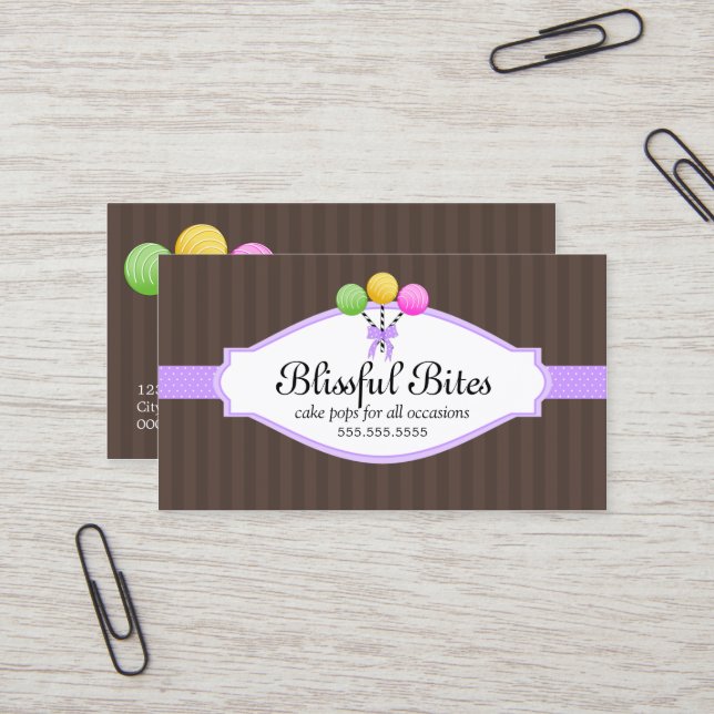 Colourful Cake Pops Business Card (Front/Back In Situ)