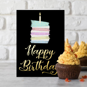 Colourful Cake Slice Happy Birthday Real Foil Greeting Card