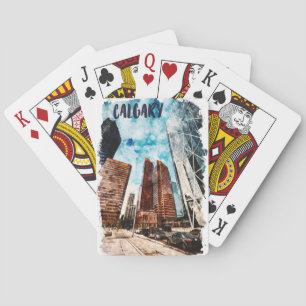 Colourful Calgary Alberta Cityscape Playing Cards
