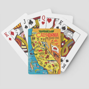 Colourful California Map Postcard Playing Cards