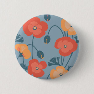 Colourful California Poppy Pattern 6 Cm Round Badge