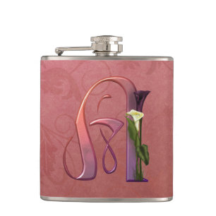 Colourful Calla Initial A Hip Flask