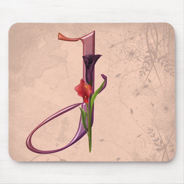 Colourful Calla Initial J Mouse Pad (Front)
