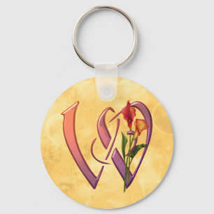 Colourful Calla Initial W Key Ring