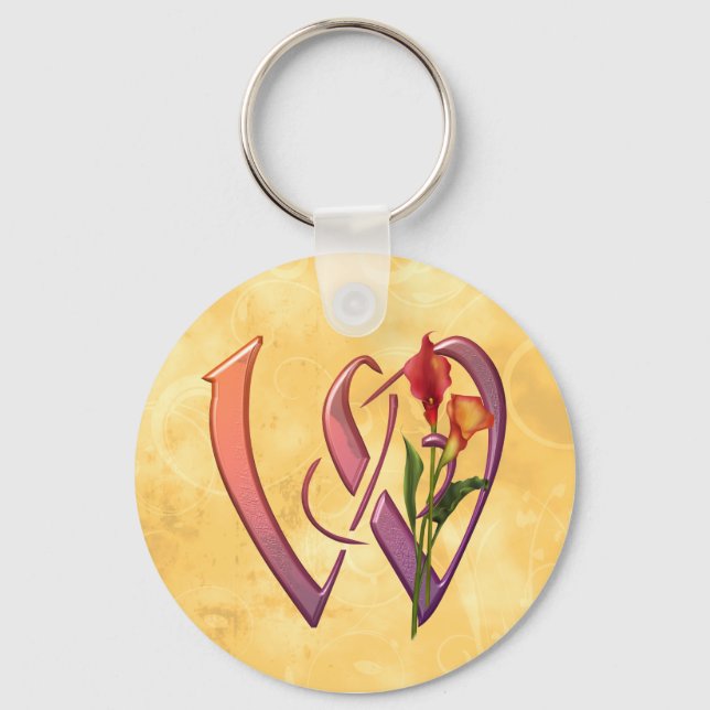 Colourful Calla Initial W Key Ring (Front)