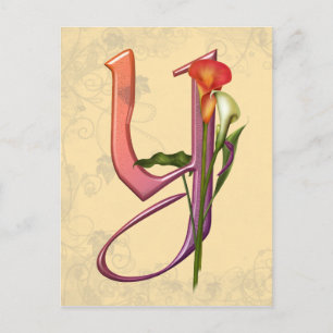 Colourful Calla Initial Y Postcard