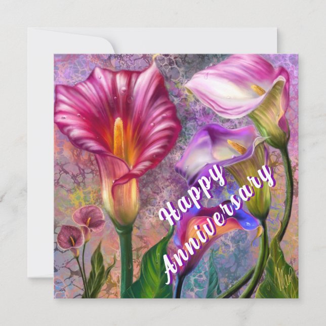 Colourful Calla Lilies Anniversary Card (Front)