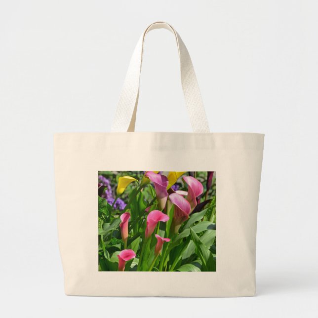 Colourful calla lily flowers large tote bag (Front)