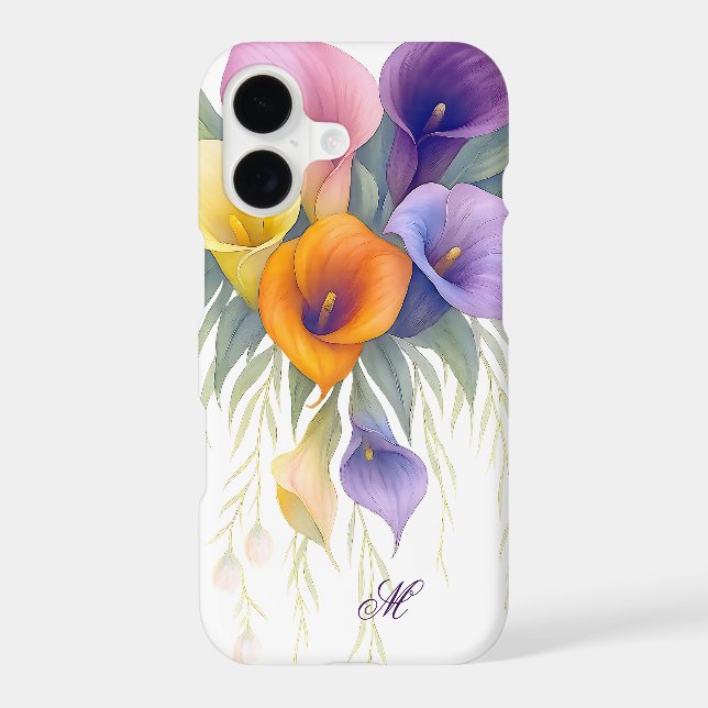 Colourful Calla Lily Monogram Elegant Floral Paste (Back)