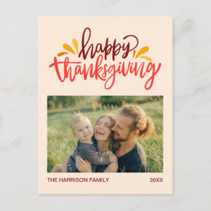 Colourful Calligraphy Happy Thanksgiving Photo Postcard