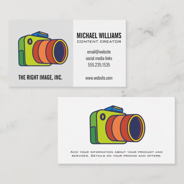 Colourful Camera Logo Business Card (Front/Back)