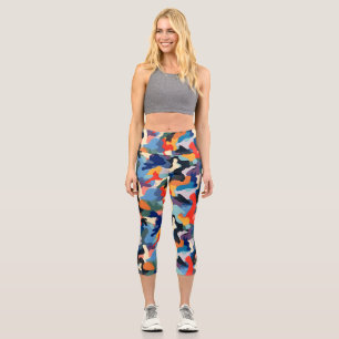 Colourful Camouflage Capri Leggings