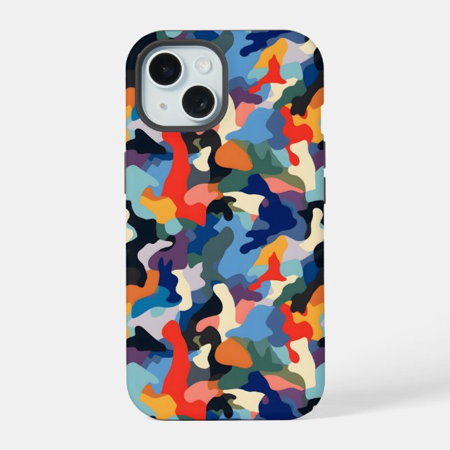 Colourful Camouflage iPhone 15 Case (Back)