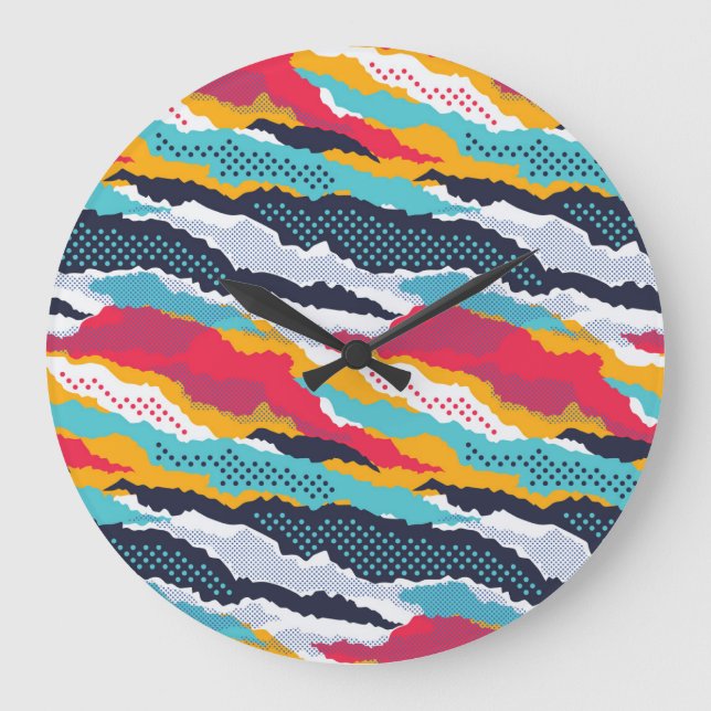 Colourful Camouflage: Polka Dot Vintage Large Clock (Front)