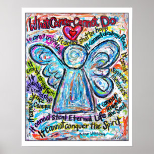 Colourful Cancer Angel Art Poster Print -White
