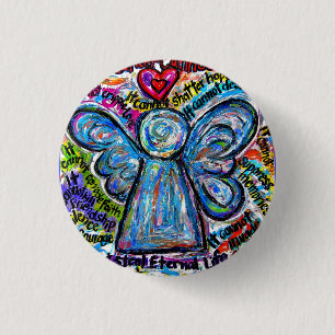 Colourful Cancer Angel Painting Art Button or Pin