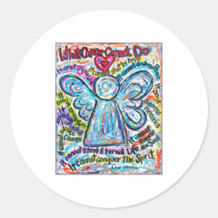 Colourful Cancer Angel Painting Classic Round Sticker