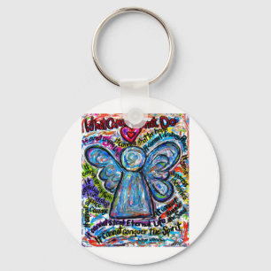 Colourful Cancer Cannot Angel Art Keychain Pendant