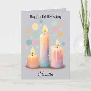 Colourful Candles Lettered Happy Birthday Card