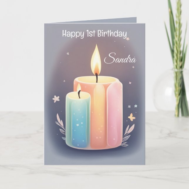 Colourful Candles Lettered Happy Birthday Card (Front)