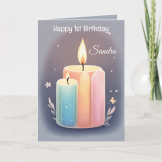Colourful Candles Lettered Happy Birthday Card