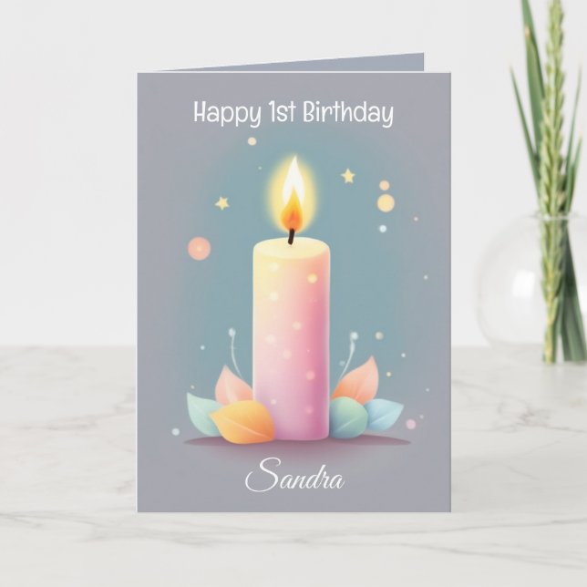 Colourful Candles Lettered Happy Birthday Card (Front)