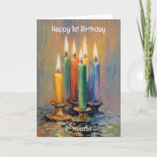 Colourful Candles Lettered Happy Birthday Card