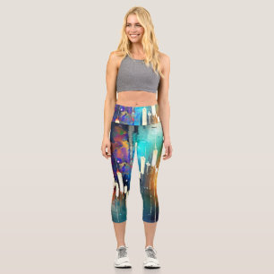 Colourful candlestick chart abstract painting capri leggings