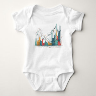 Colourful candlestick chart baby bodysuit