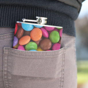 Colourful Candy, Candy Buttons, Sweets, Food Hip Flask