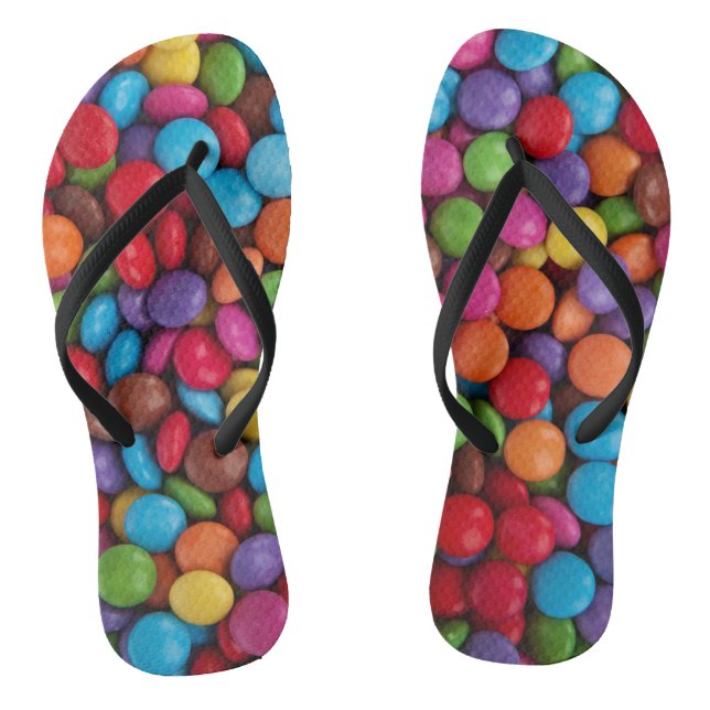 Colourful Candy, Candy Buttons, Sweets, Food Jandals (Footbed)