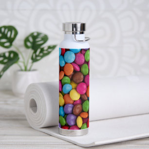Colourful Candy, Candy Buttons, Sweets, Food Water Bottle