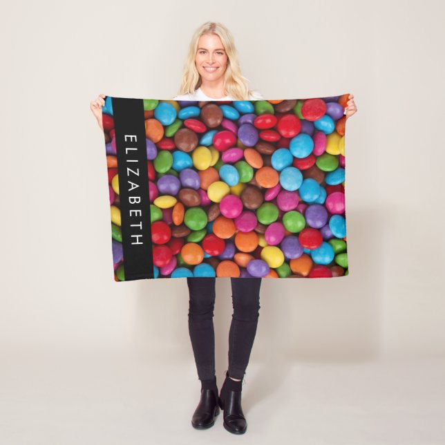 Colourful Candy, Candy Buttons, Sweets, Your Name Fleece Blanket (In Situ)