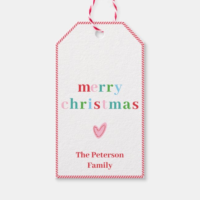Colourful Candy Cane Christmas Gift Tag (Front)