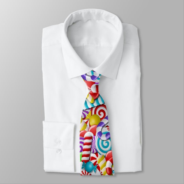 Colourful Candy Cane Neck Tie (Tied)