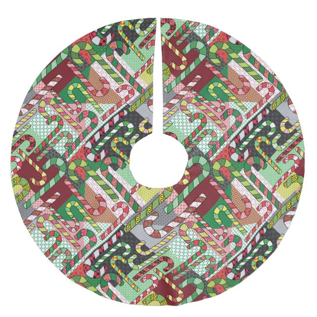 Colourful Candy Canes Brushed Polyester Tree Skirt (Front)