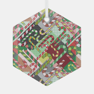 Colourful Candy Canes Glass Tree Decoration