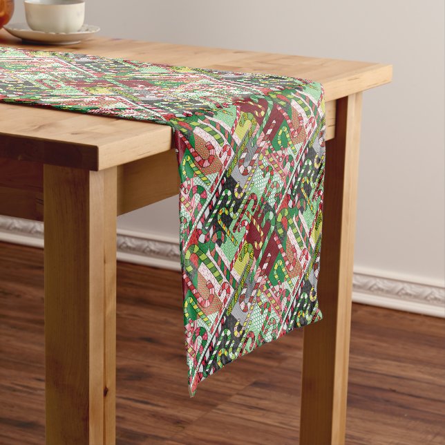 Colourful Candy Canes Short Table Runner (In Situ)