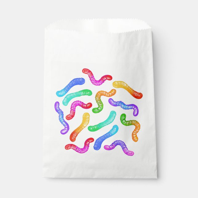 Colourful candy gummy worms party gift bag (Front)