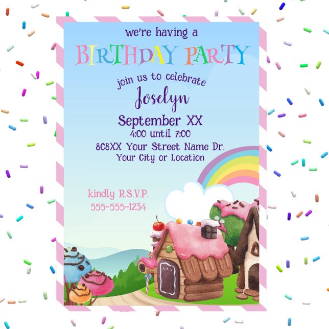 Colourful Candy Land Birthday Invitation (Creator Uploaded)