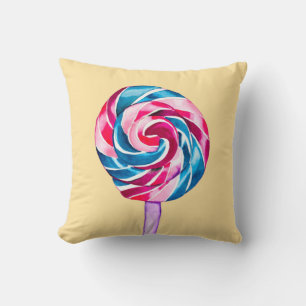 Colourful candy lollipop watercolor art cushion